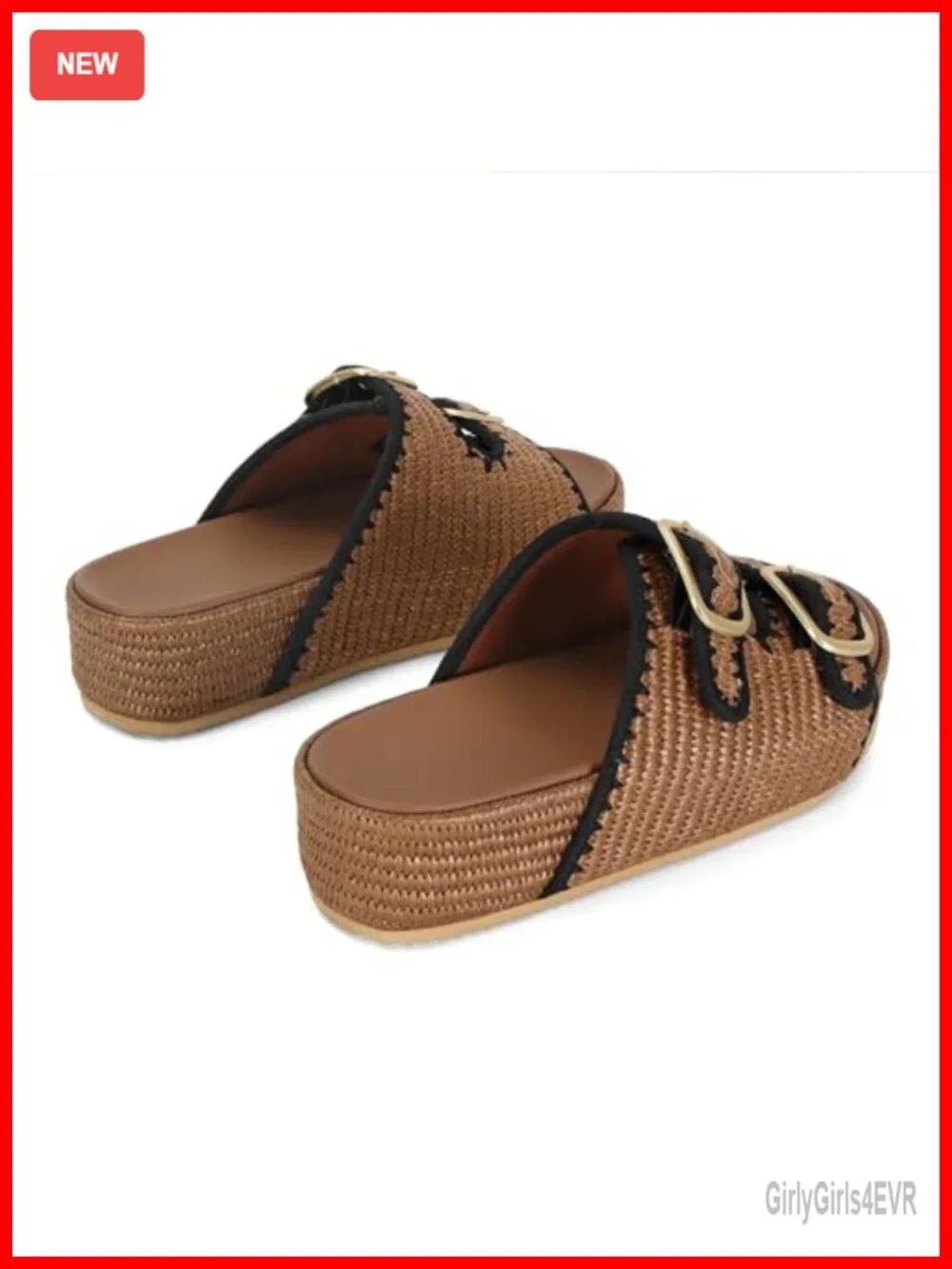Woven Straw Crochet Espadrille Wedge Sandals with Double Buckle Strap